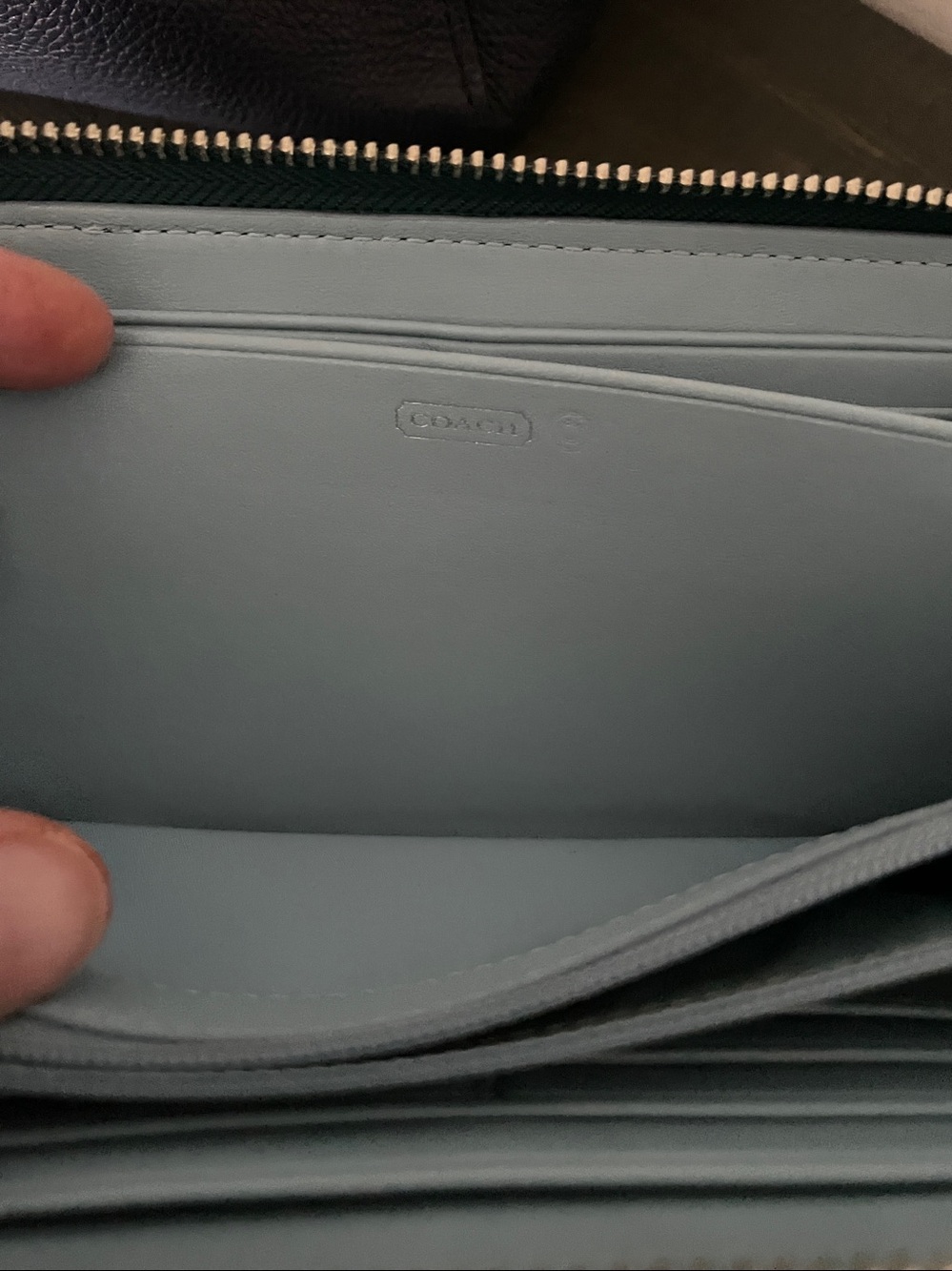 Coach vintage Teal Signature Zip-Around Wallet with Silver Hardware - Picture 4 of 6